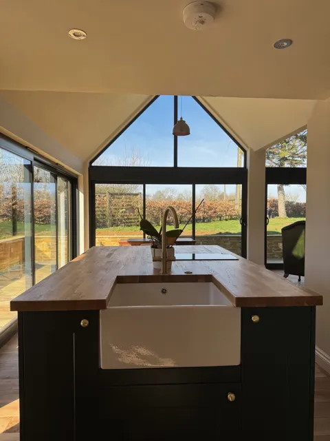 Kitchen island and garden view