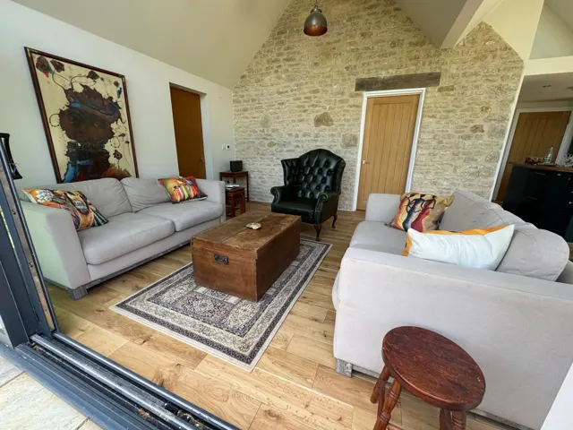Sitting room and stone walls