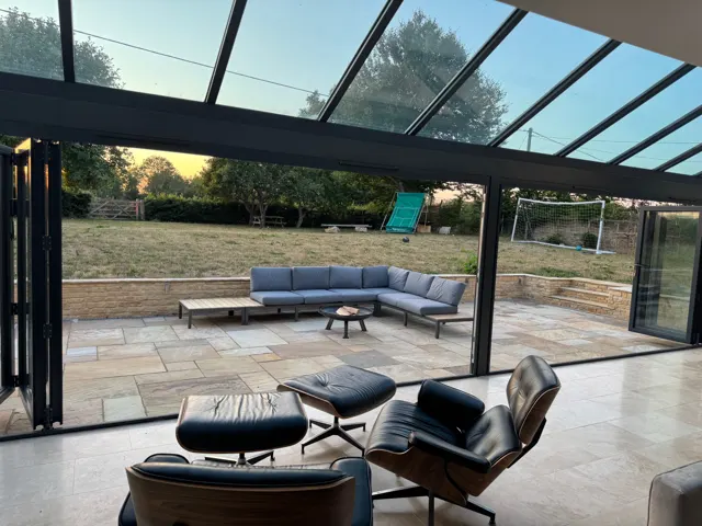 Covered terrace seating