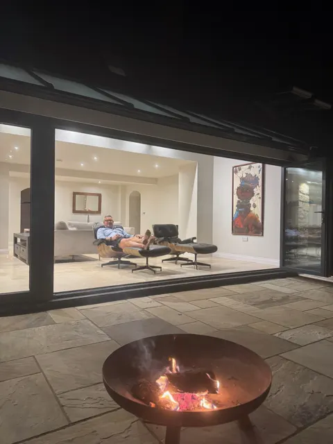 Fire pit by the house