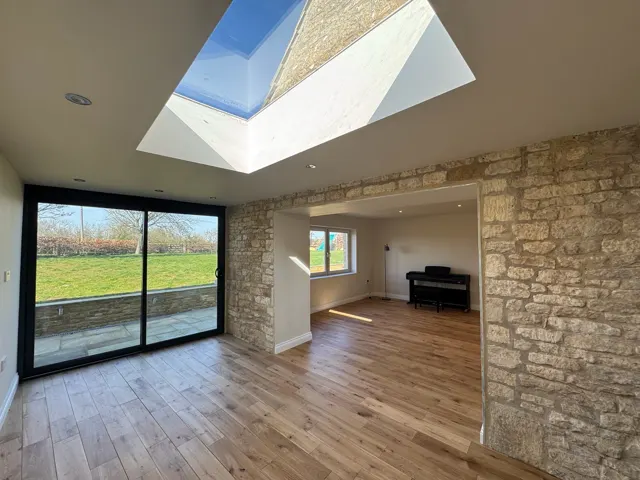 Skylight and garden-facing doors
